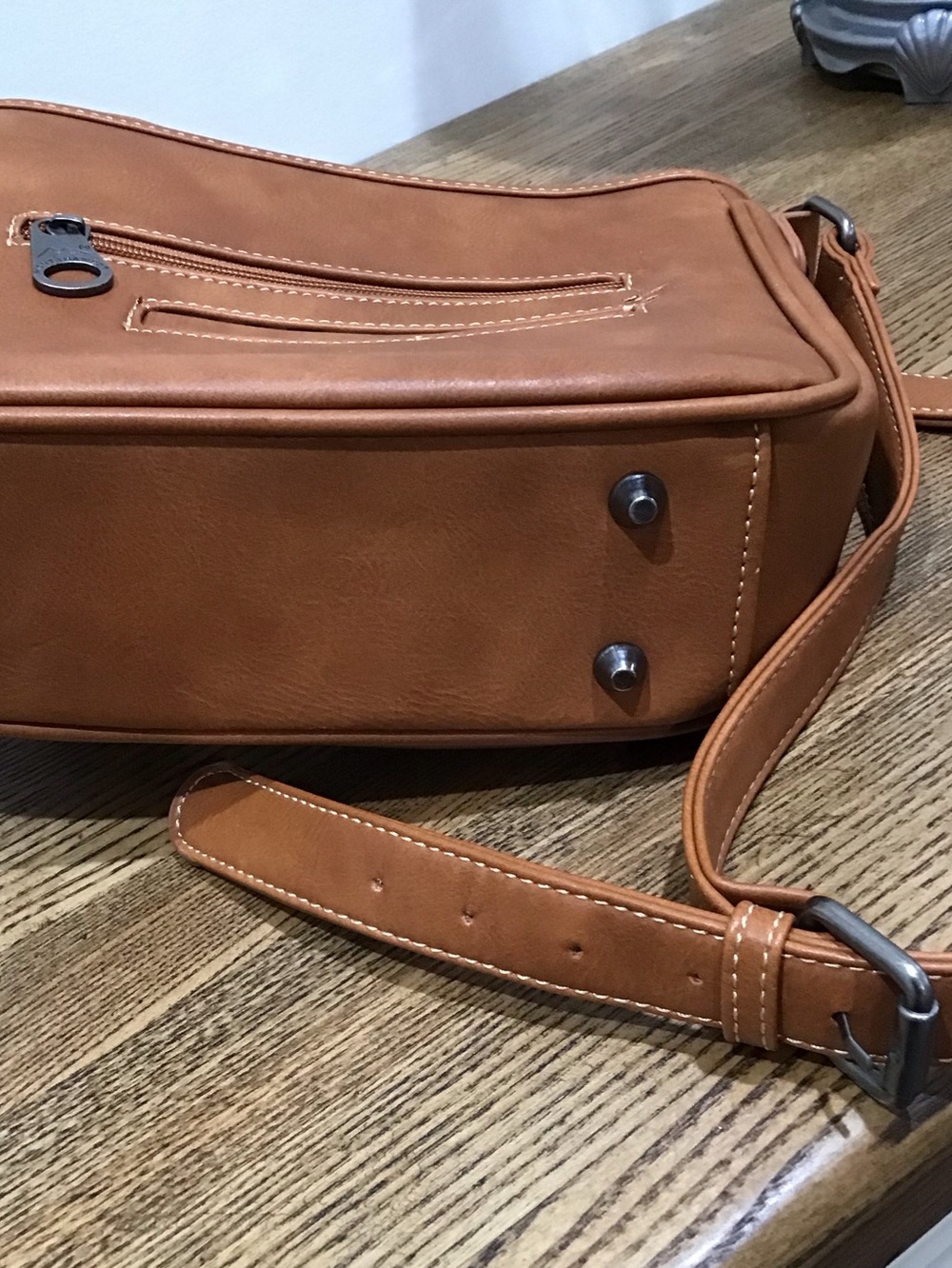 Montana West Brown/Tan Buffalo Crossbody Bag with Stud Trim - Picture 6 of 7
